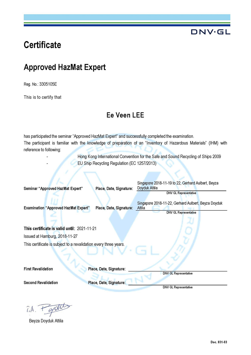 Approved HazMat Expert-Ee Veen LEE