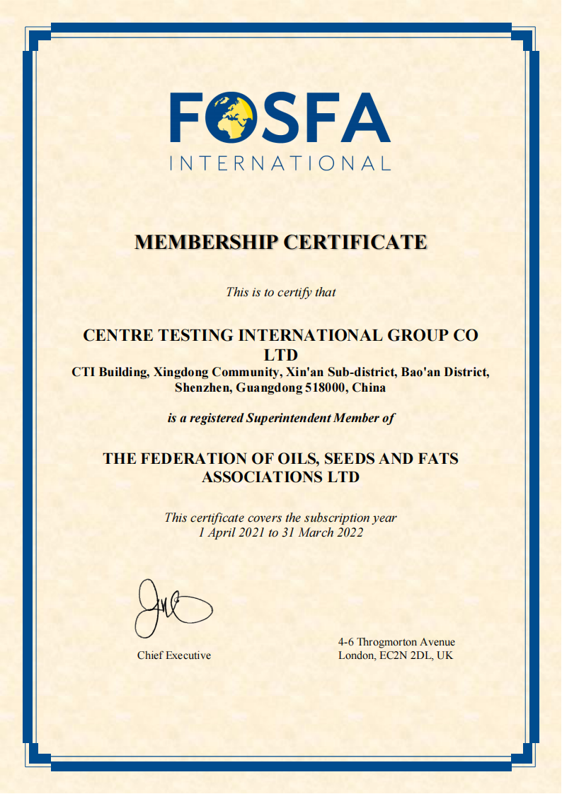 FOSFA Membership Certificate
