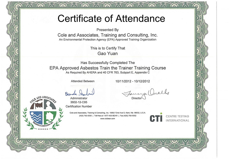 EPA Approved Asbestos Train the Trainer Training Course