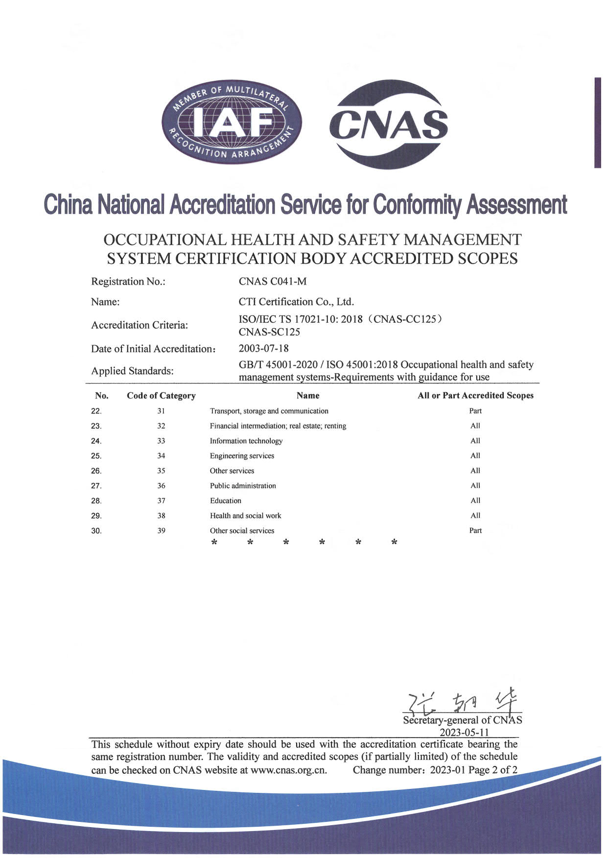 ISO 45001职业健康安全管理体系认证资质-英文版2