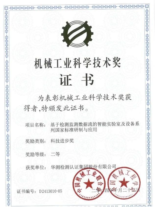 机械工业科学技术奖”科技进步奖二等奖